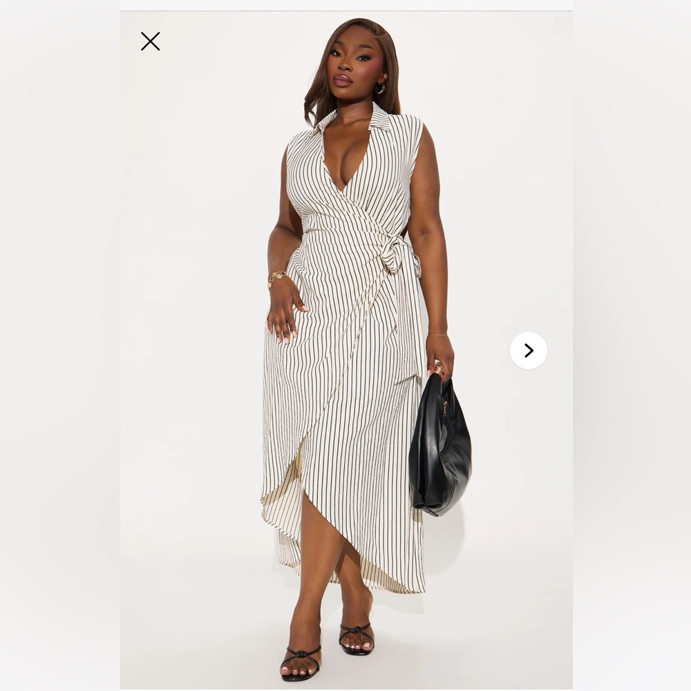 Fashion nova Striped Wrap Dress 1x - Picture 3 of 4